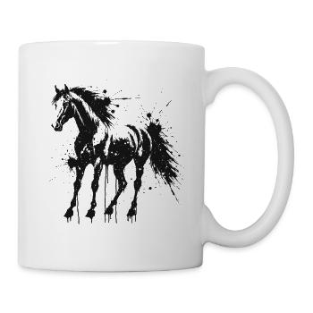 Pferdeschwarzer Farbspritzer - Tasse - Weiß - Rechts