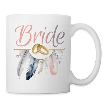 Bride Goldringe Federn JGA Junggesellenabschied - Tasse - Weiß - Rechts