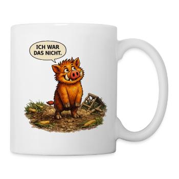 Lustiges Wildschwein T-Shirt – Ich war das nicht  - Tasse - Weiß - Rechts