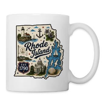 Rhode Island Ocean State Vintage-Aufkleber - Tasse - Weiß - Rechts