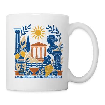 Antike Säulen und Sonne Collage - Tasse - Weiß - Rechts