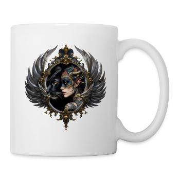 Animal Lady: Maske und Flügel - Tasse - Weiß - Rechts