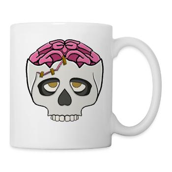 Pinkes Gehirn im Schädel  - Tasse - Weiß - Rechts