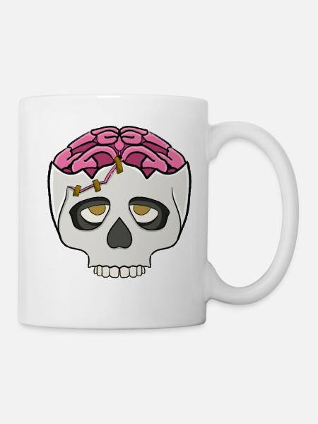 Pink brain in the skull - Mug - white