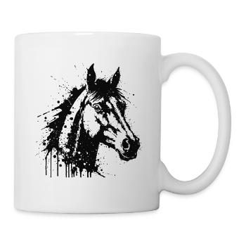 Tête de Cheval Paint Splash Noir - Mug blanc - blanc - Droite