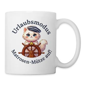 Urlaubsmodus: Matrosen-Mütze auf - Tasse - Weiß - Rechts
