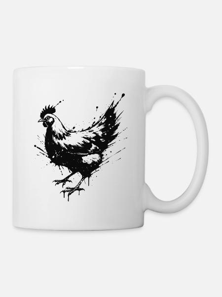 Hen Schwarze Tintenspritzer - Tasse - Weiß