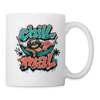Chill Mal  Cooles Faultier Graffiti Design - Tasse - Weiß - Rechts