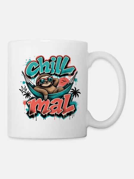 Chill Mal Cooles Faultier Graffiti Design - Tasse - Weiß