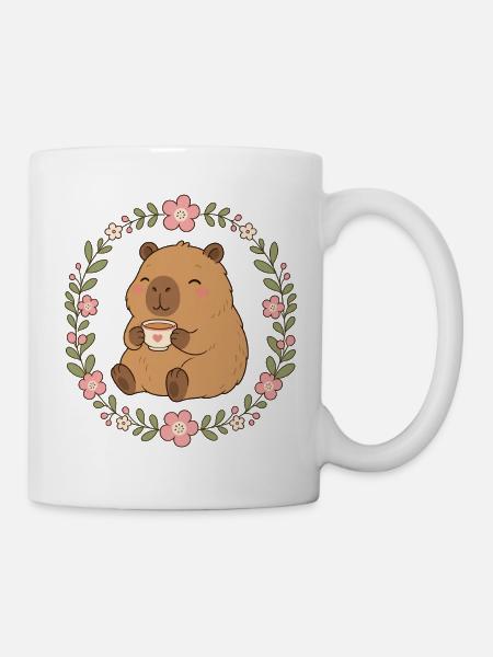 Capybara mit Kaffeebecher - Tasse - Weiß