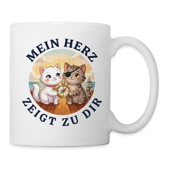 Mein Herz zeigt zu dir Liebeskompass - Tasse - Weiß - Rechts