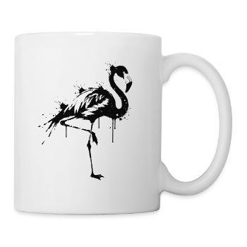 Flamingo Silhouette Schwarzer Spritzer - Tasse - Weiß - Rechts