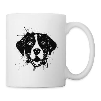 Dog Style Ink Splash Canine Portrait Schwarz - Tasse - Weiß - Rechts