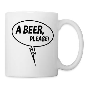 Ein Bier, bitte! (Sprechblase, Trinken, Down B) - Tasse - Weiß - Rechts