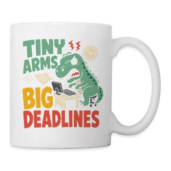 T-Rex mit kleinen Armen im Büro - Tasse - Weiß - Rechts