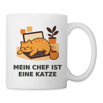 Katzenchef im Homeoffice – Geschenk für Katzenfans - Tasse - Weiß - Rechts