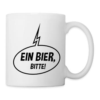 Ein Bier, Bitte! (Sprechblase / Bierchen / Up / B) - Tasse - Weiß - Rechts