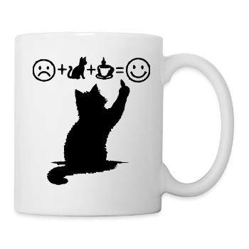 Cat Black Coffee Design Minimalist Humor - Mug - white - Right