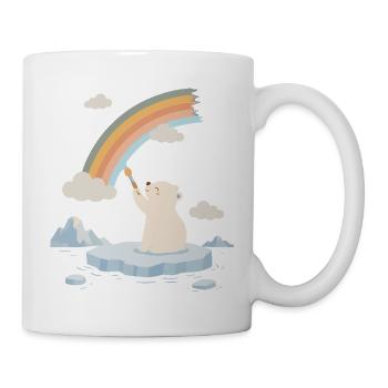 Polar bear paints a rainbow - Mug - white - Right
