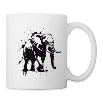 Éléphant Street Art Noir - Mug blanc - blanc - Droite