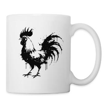 Coq silhouette encre éclaboussée - Mug blanc - blanc - Droite