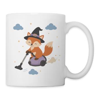 Fox with witch hat vacuuming - Mug - white - Right