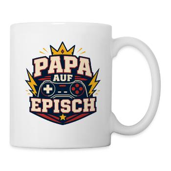 Papa auf episch – Lustiger Vater Gaming Spruch - Tasse - Weiß - Rechts