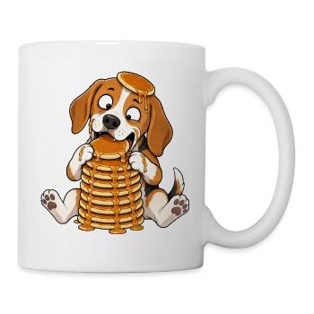 Dessin animé drôle de Rapetou avec des pancakes - Mug blanc - blanc - Droite