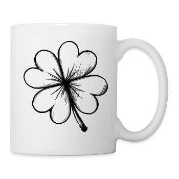 Kleeblatt Glück - Illustration - Tasse - Weiß - Rechts