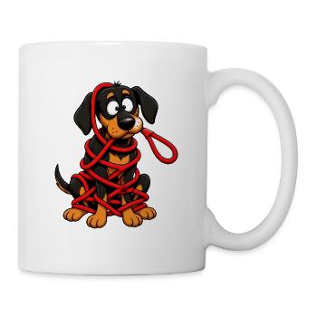 Hopelessly Tangled Dog Leash Disaster - Mug - white - Right