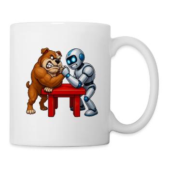 Bulldog Armdrücken Nervöser Roboter - Tasse - Weiß - Rechts