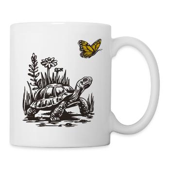 Tortue et papillon - Mug blanc - blanc - Droite