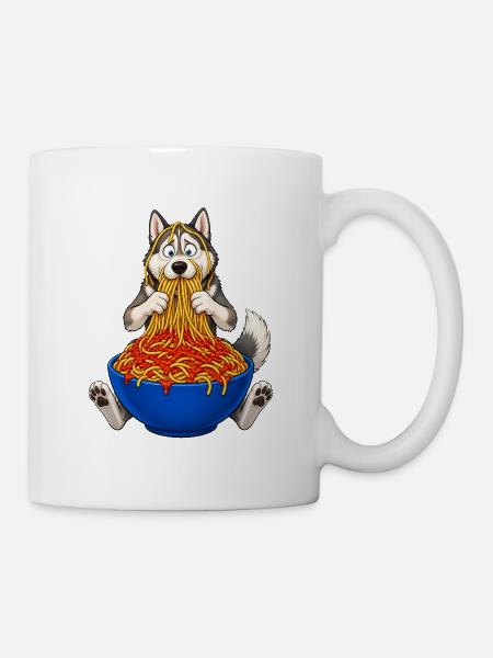 Husky Spaghetti Struggle Funny Design - Kop/krus - hvid
