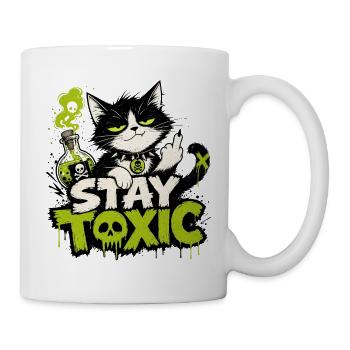 Bleib toxische Katze - Tasse - Weiß - Rechts