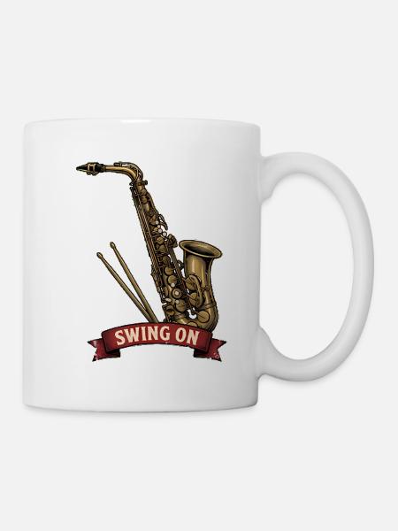 Retro-Saxophon - Tasse - Weiß