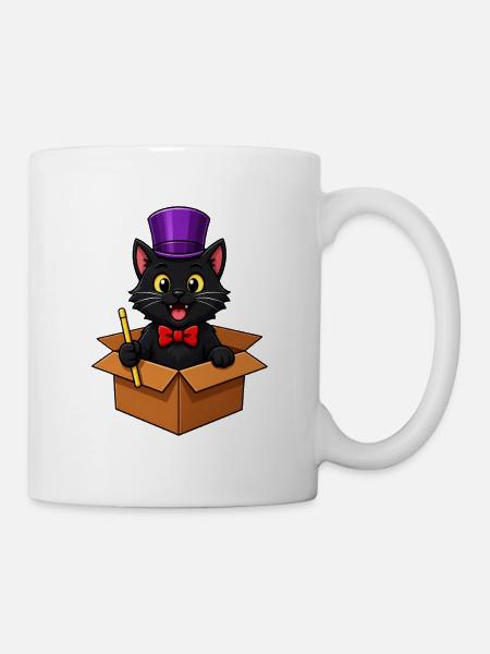 Zauberer-Katzen-Pappschachtel-Trick - Tasse - Weiß