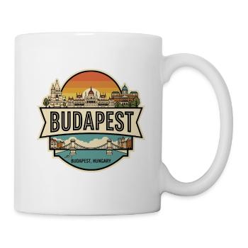 Budapest Ungarn Vintage Skyline Reiseabzeichen - Tasse - Weiß - Rechts