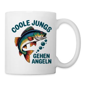 Coole Jungs Angeln Fischdesign - Tasse - Weiß - Rechts
