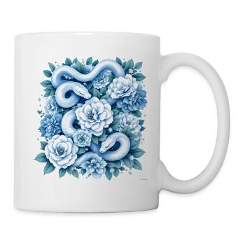 Hellblaues Snakes Rosenbeet-Design. - Tasse - Weiß - Rechts