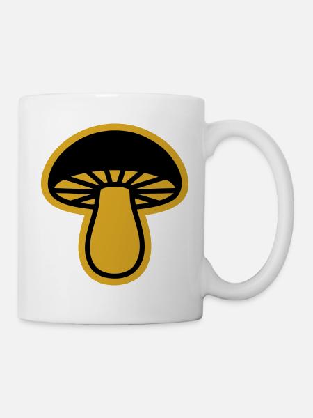 Gelber Pilz Silhouette - Tasse - Weiß