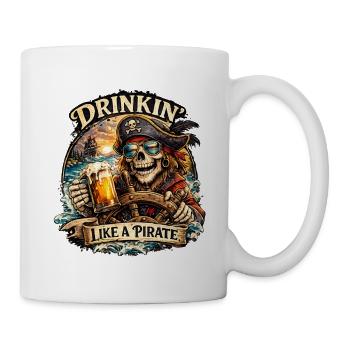 Trinken wie ein Piraten-Skelett - Tasse - Weiß - Rechts