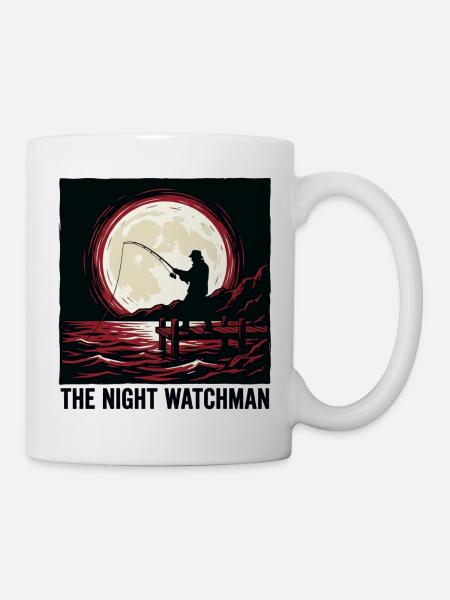 Der Nachtwächter – Nachtfischen bei Vollmond - Tasse - Weiß