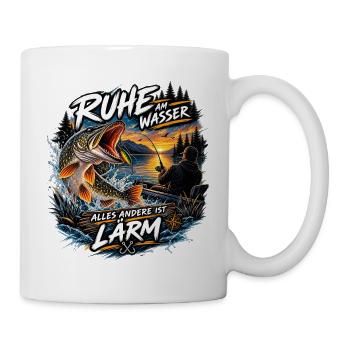 Ruhe am Wasser – Lärm - Tasse - Weiß - Rechts