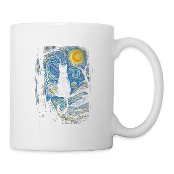 Sternenkatzennacht – Vincent van Meow-Parodie - Tasse - Weiß - Rechts