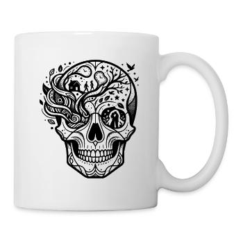 Surreale Totenkopfflüstern von gestern Linienzeichnungen - Tasse - Weiß - Rechts