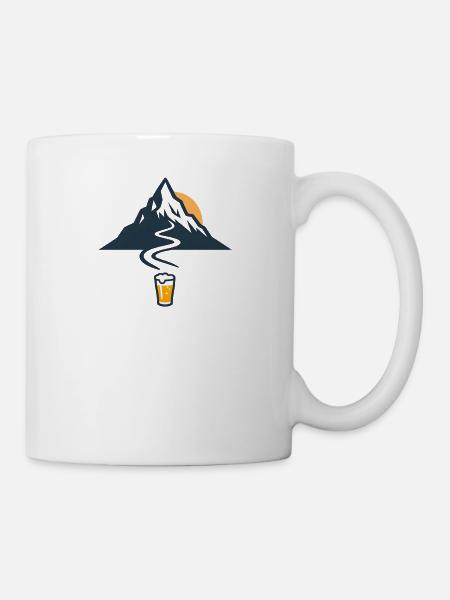Bergpfad und Bierglück - Tasse - Weiß