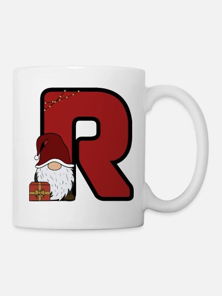 R mit Santa und Geschenk - Tasse - Weiß
