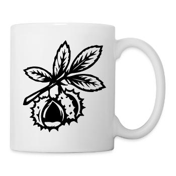 Kastanie Zweig Blätter - Tasse - Weiß - Rechts