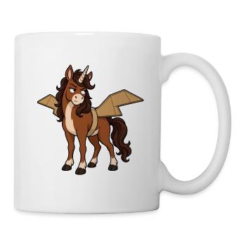 Grumpy Unicorn trägt Papp-Pegasus-Flügel - Tasse - Weiß - Rechts
