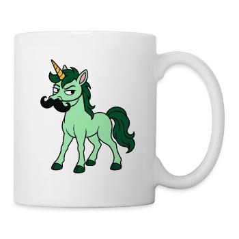 Green Unicorn trägt einen Lenker-Schnurrbart - Tasse - Weiß - Rechts